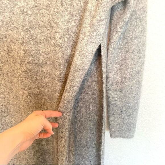 STEFANEL Italian Design Women's Medium Gray Alpaca Blend Tunic Dress Side Slit - Picture 7 of 8